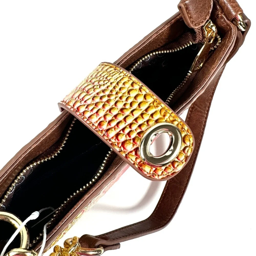 Elegant Multicolor Croc-Embossed Shoulder Bag - Picture 10 of 10